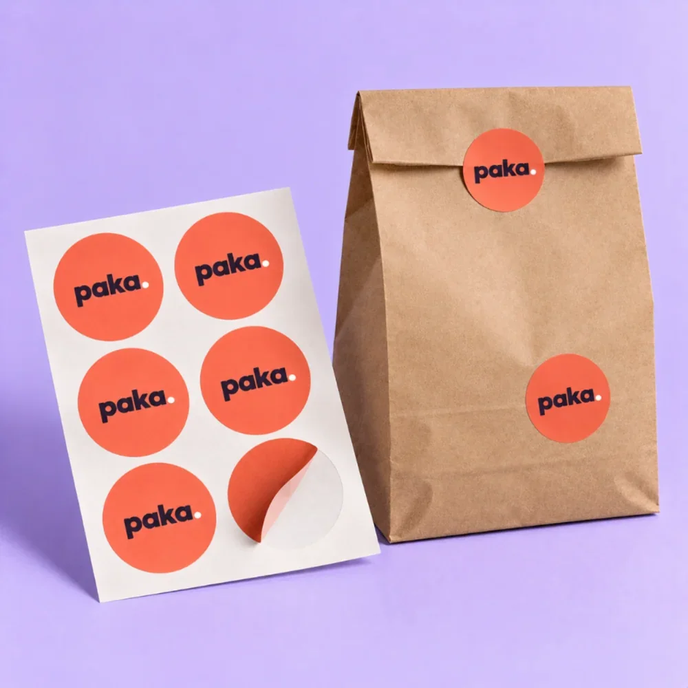 PAKA - Decal giấy cắt tròn in logo (tem dán túi, hộp)