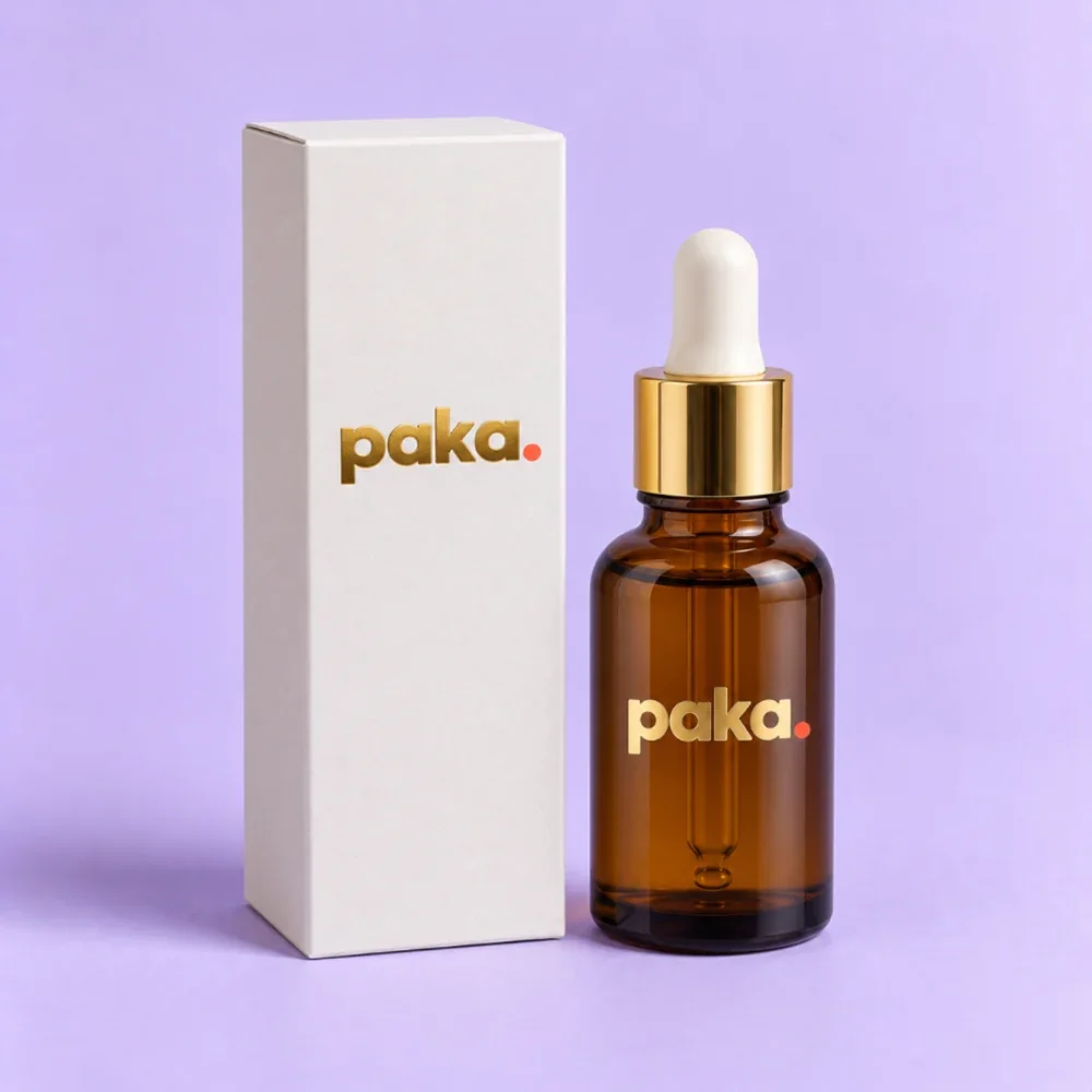 PAKA - Hộp giấy ivory cho chai serum 30ml in logo