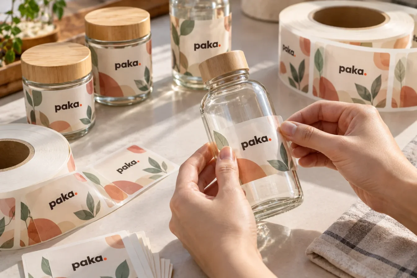 PAKA - dán tem nhãn cho chai lọ